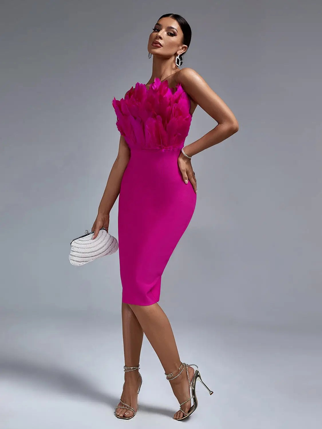 Pink feather Dress