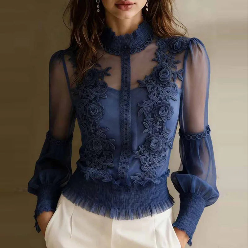 Lace Embroidered Sheer Top