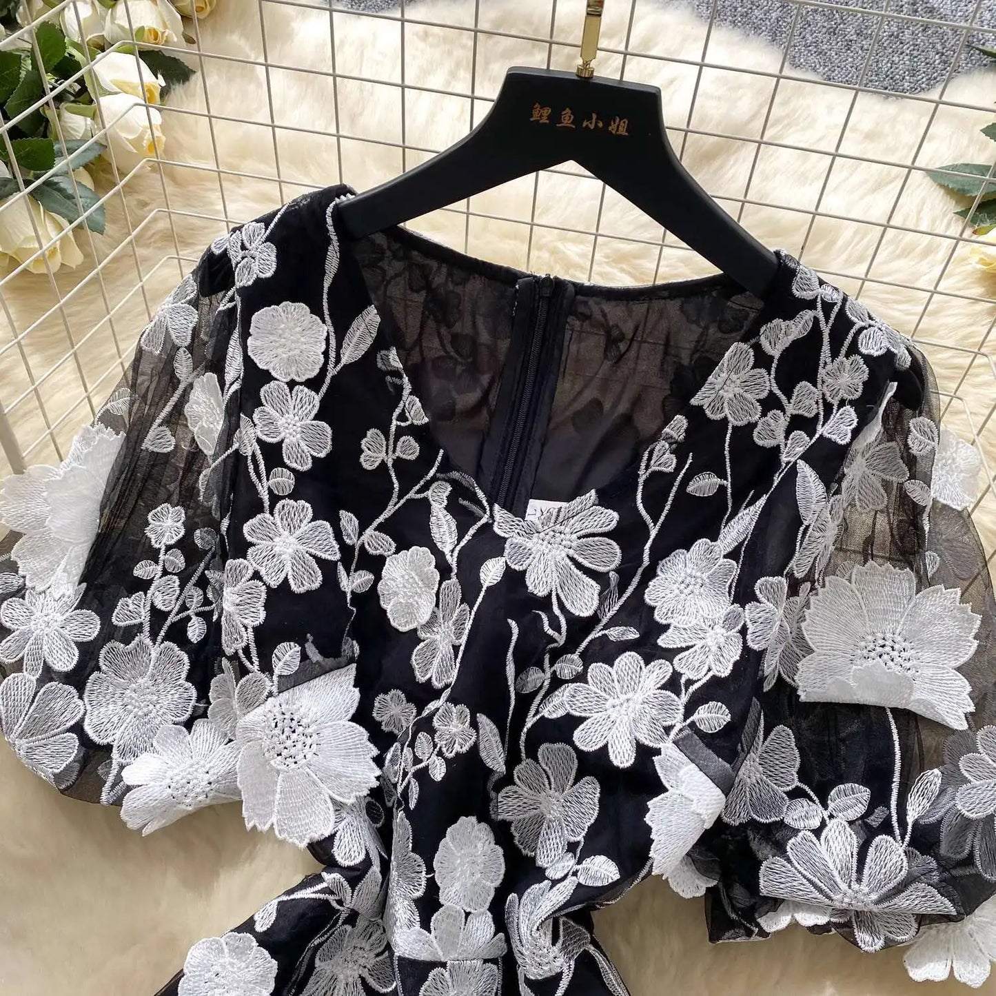 Embroidered Fishtail Dress