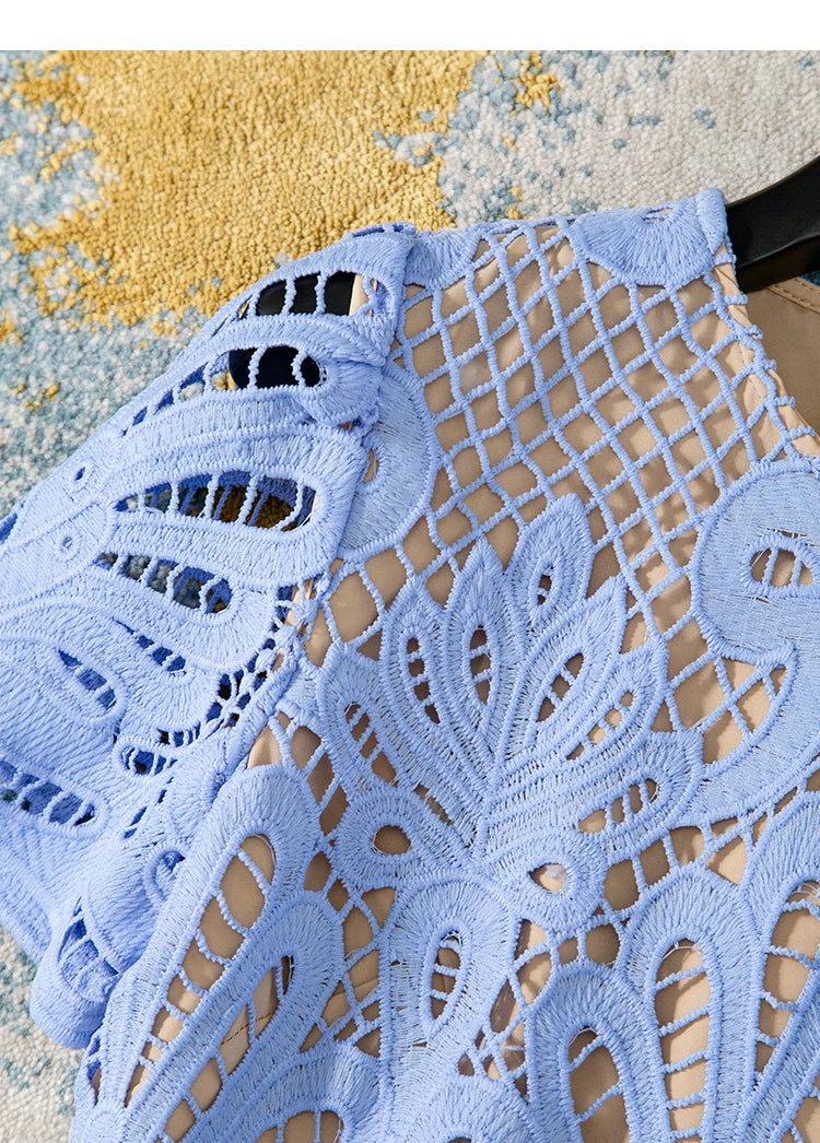 Designer Hollow Out Lace Dress