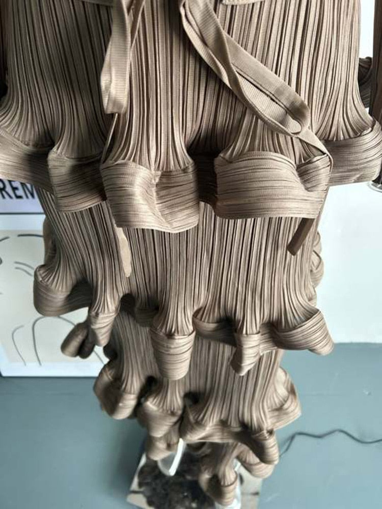 Flounce Pleated Dress