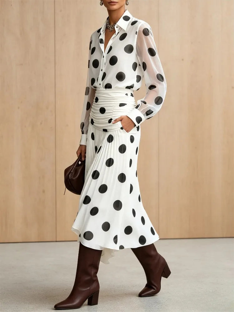 Polka Dot Chiffon Shirt