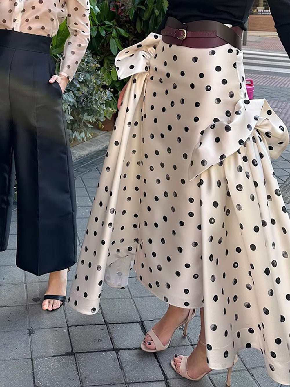 Gabriella Bow Polka Dot Maxi Skirt