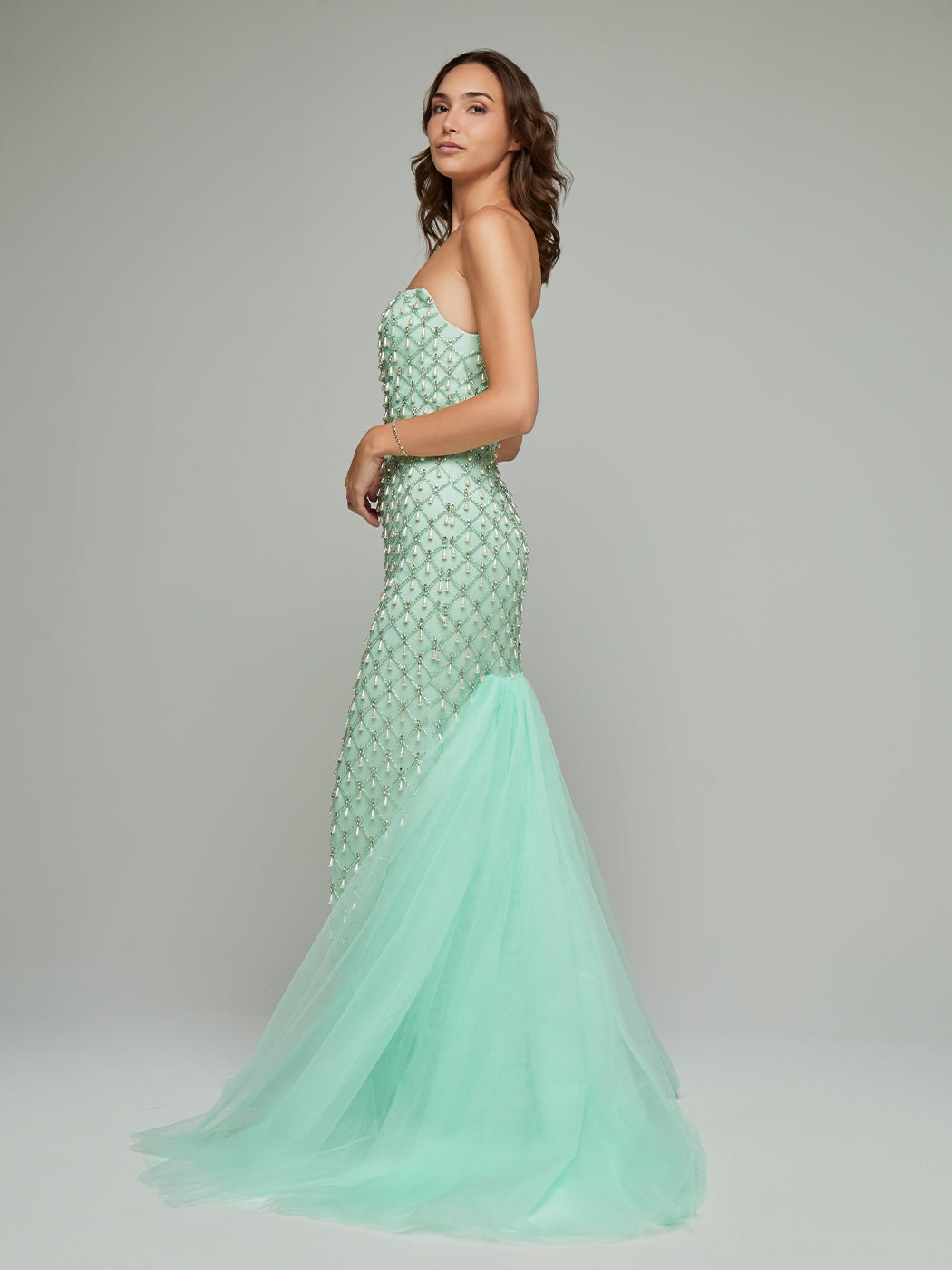 Shareen Bandeau Pearl Beaded Gown