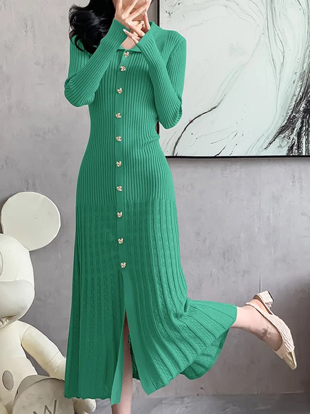 Sofia Hollow Out Slim Midi Sweater
