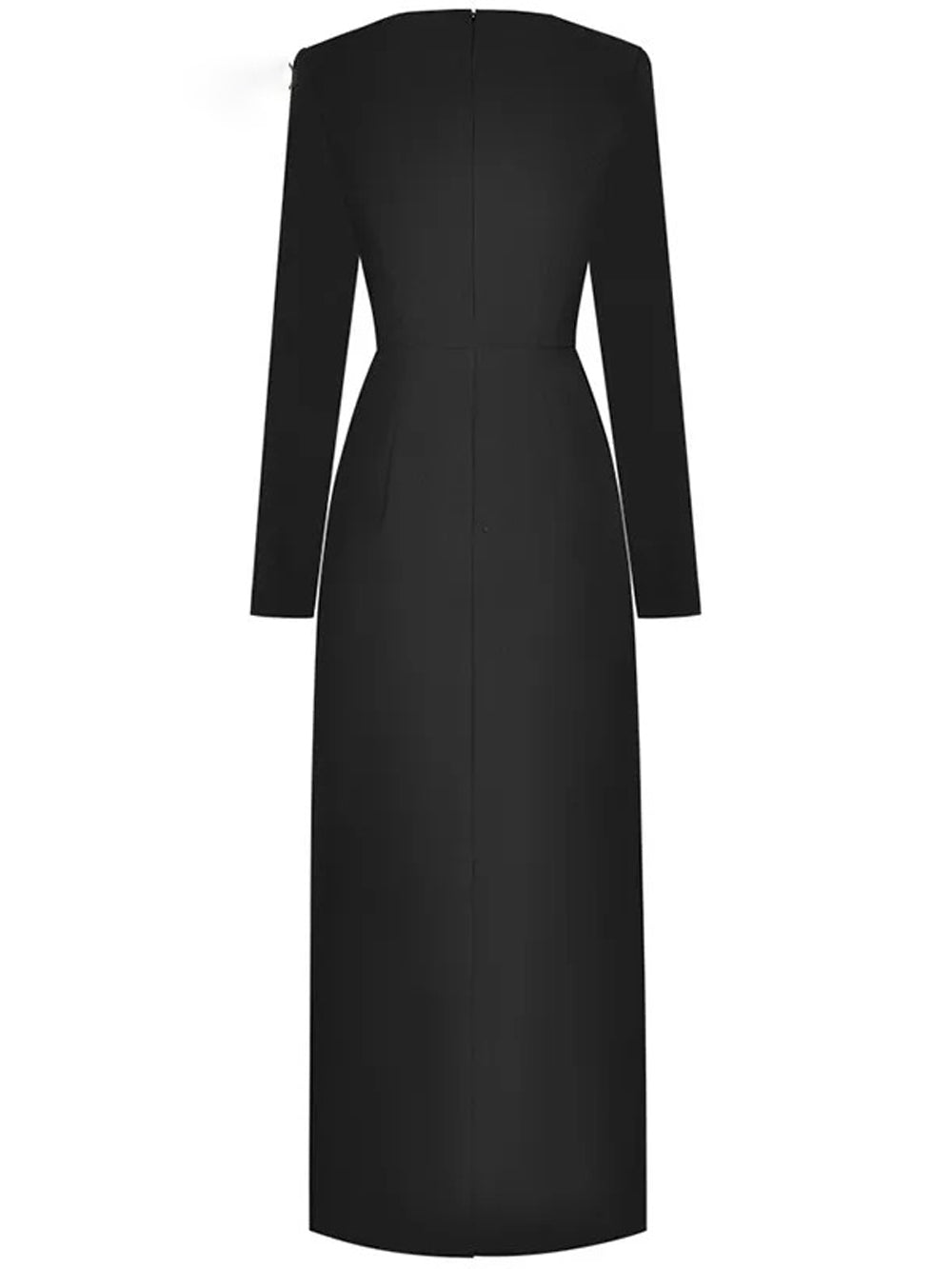 Zve Bow Buttock Slit Slim Midi Dress