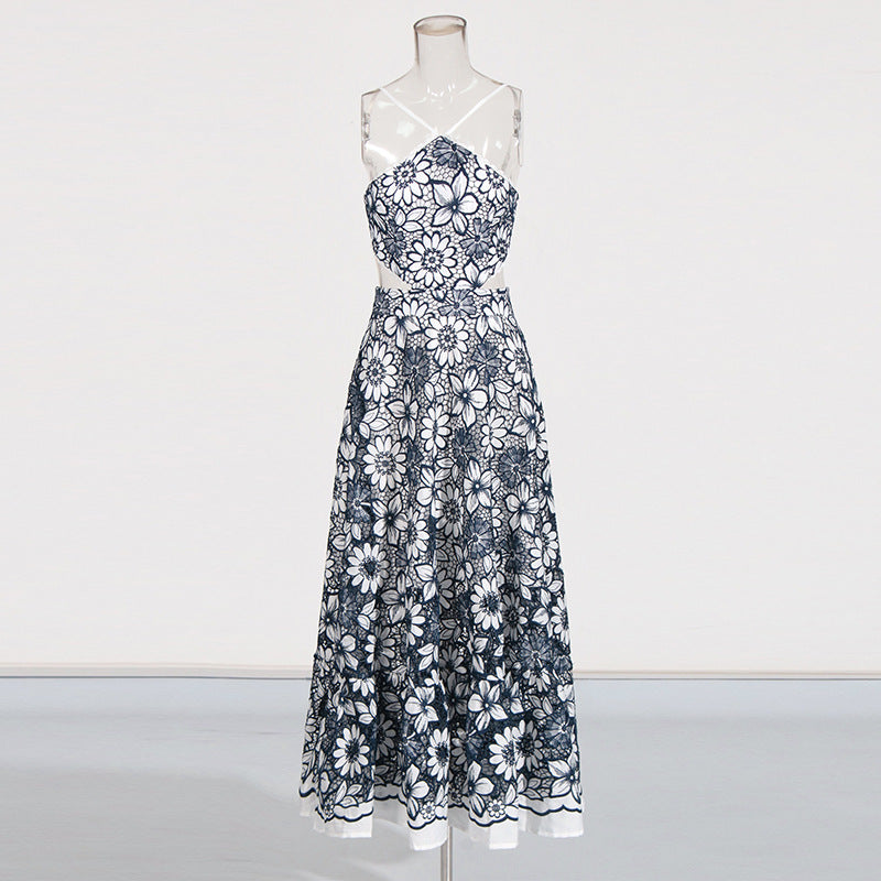 Halter Lace Embroidery Dress