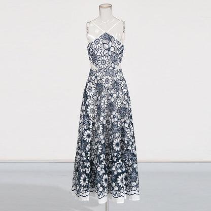Halter Lace Embroidery Dress