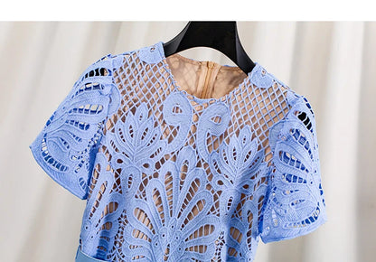 Designer Hollow Out Lace Dress
