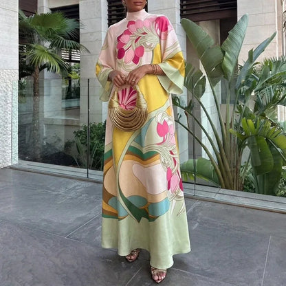 Floral Satin Long Dress