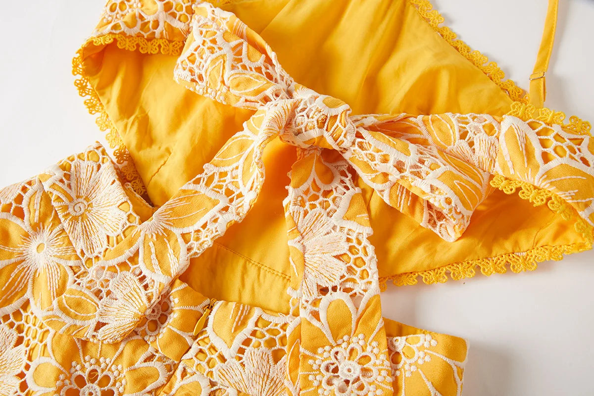Halter Lace Embroidery Dress