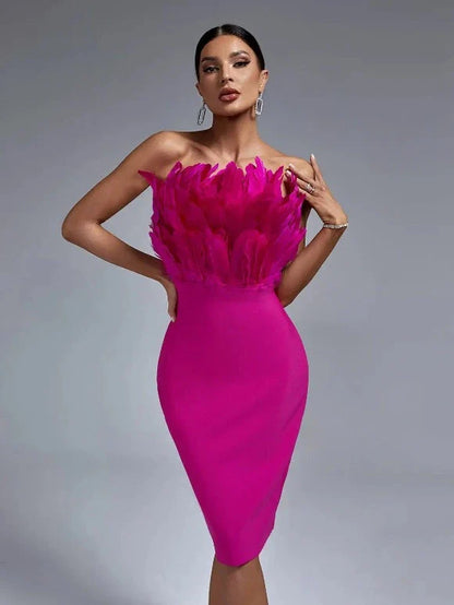 Pink feather Dress