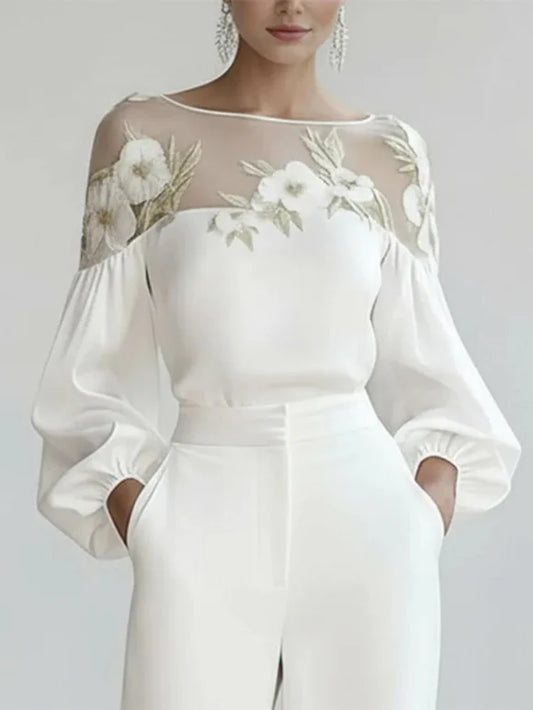Sheer Floral Embroidered Shirt