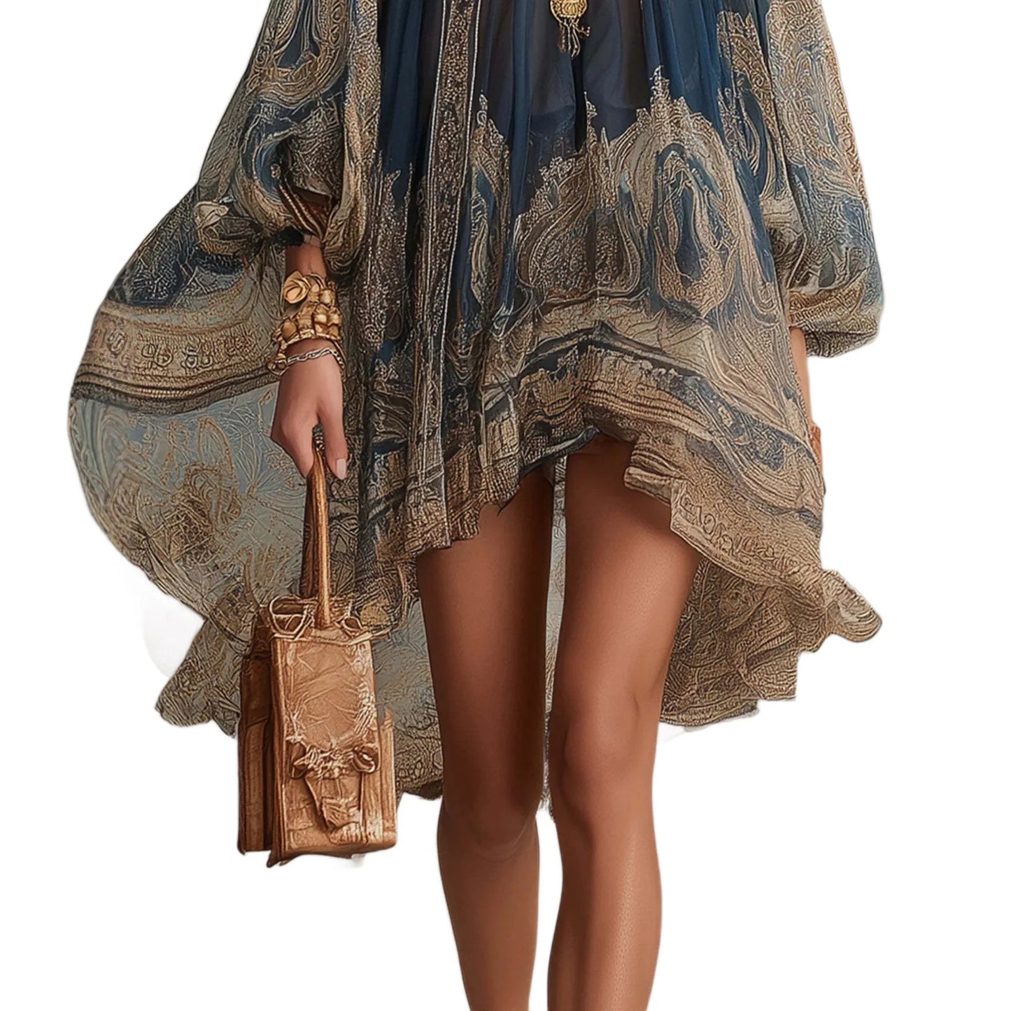 Turtleneck Chiffon Dress