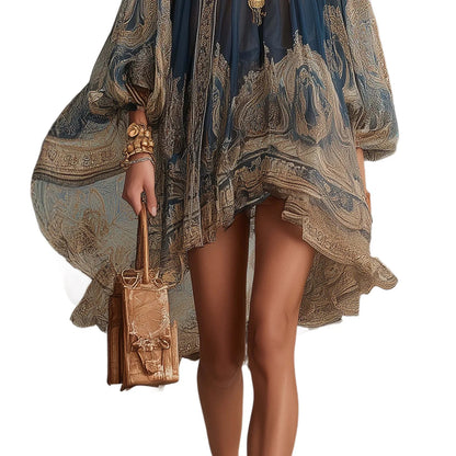 Turtleneck Chiffon Dress