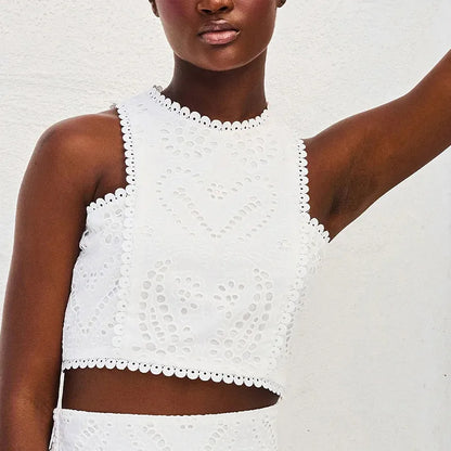 Top Half Skirt Set Embroidered