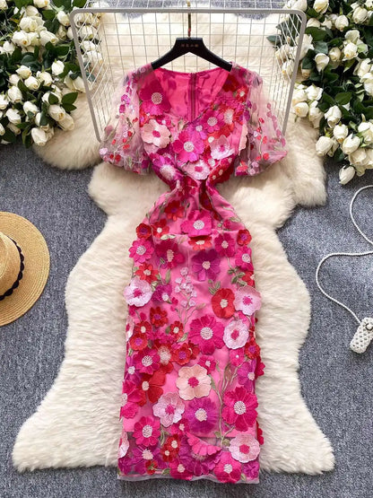 Embroidered Fishtail Dress