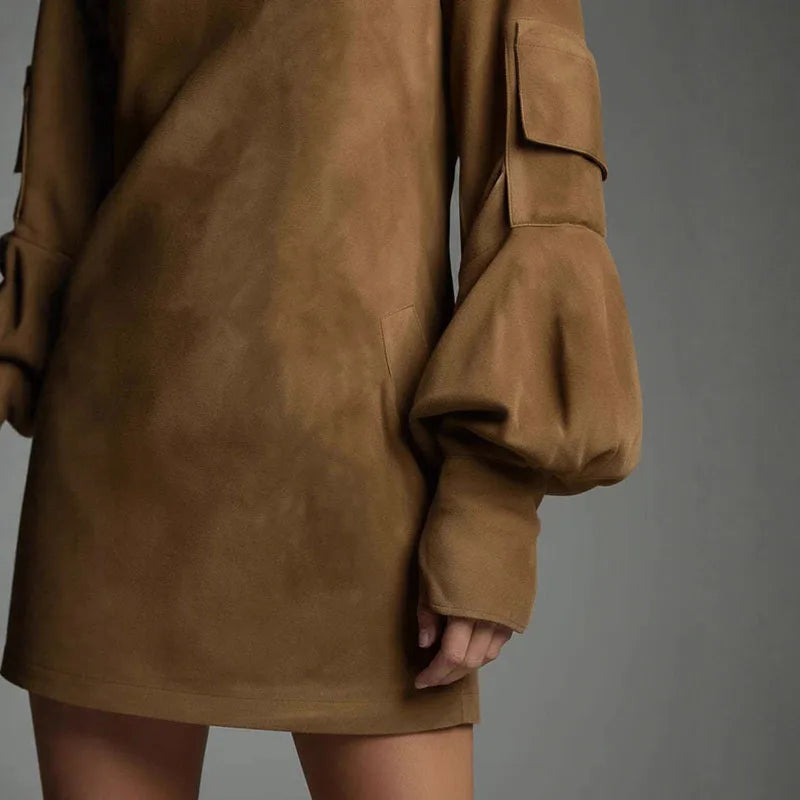 Retro Suede Short Dress