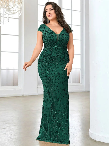 Plus Size Sequin Evening Dress
