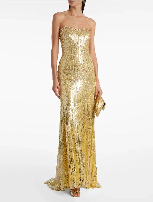 Glitter Golden Sequin Gown