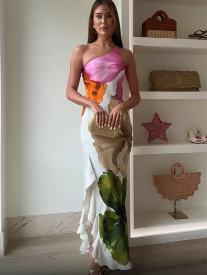 Curling One Shoulder Dress