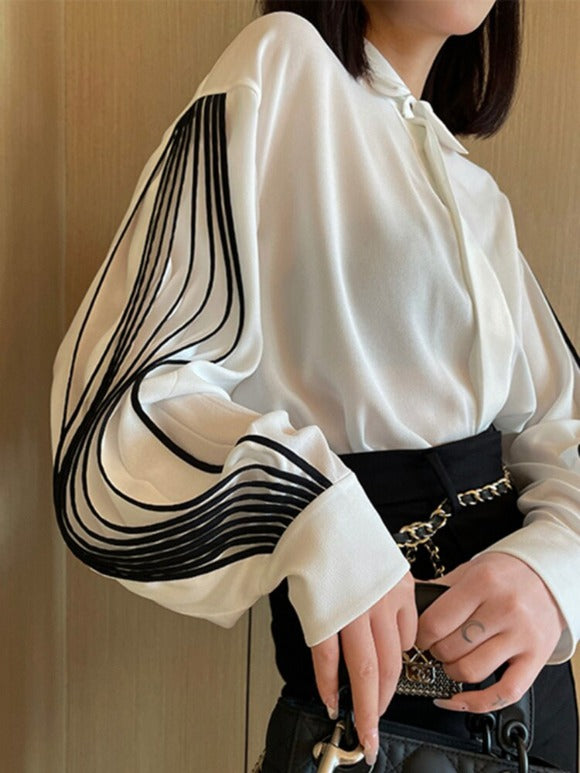 Lapel Lantern Blouse
