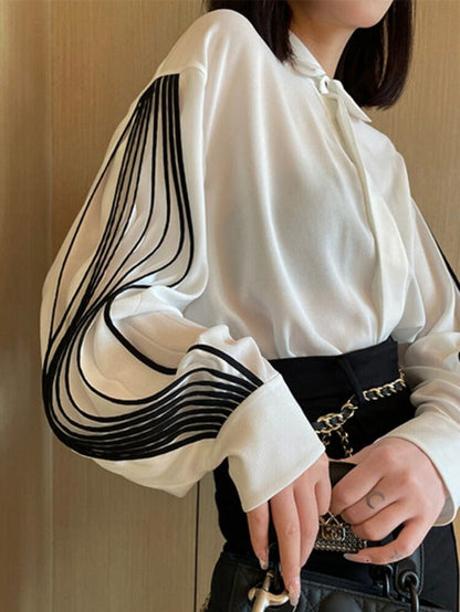 Lapel Lantern Blouse