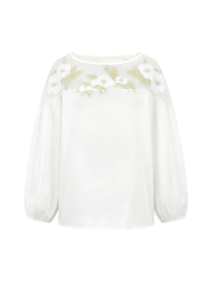 Sheer Floral Embroidered Shirt