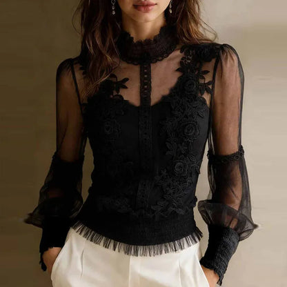 Lace Embroidered Sheer Top