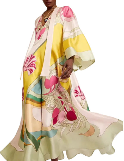Floral Satin Long Dress