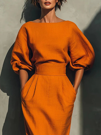 Pleated Wrap Hip Dress
