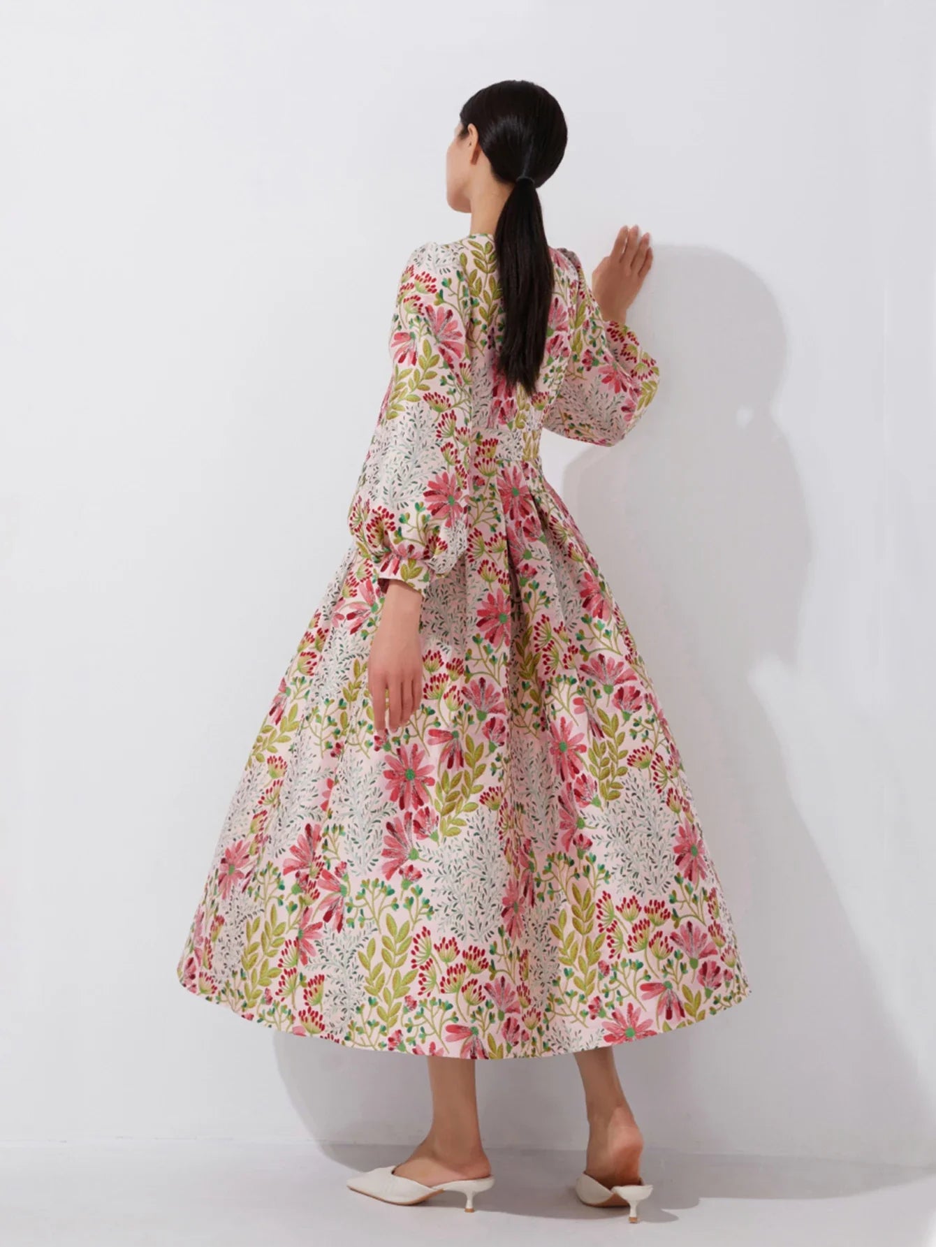 Vintage Elegance Jacquard Dress