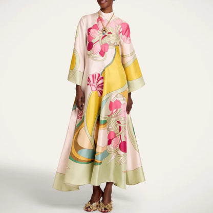 Floral Satin Long Dress