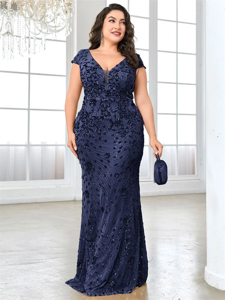 Plus Size Sequin Evening Dress