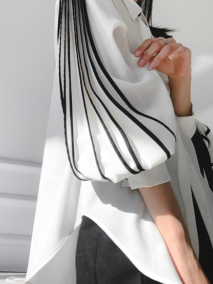 Lapel Lantern Blouse