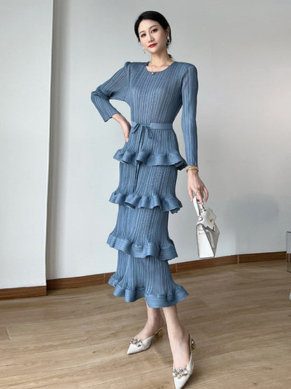 Flounce Pleated Dress