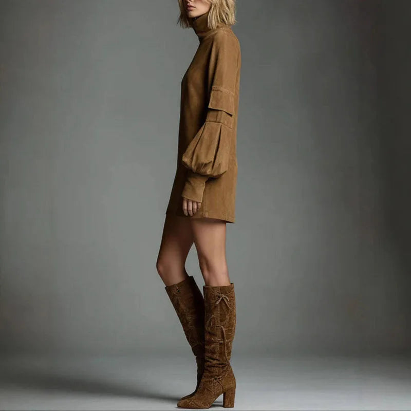 Retro Suede Short Dress
