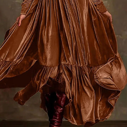 Retro Pleated Velvet Dress