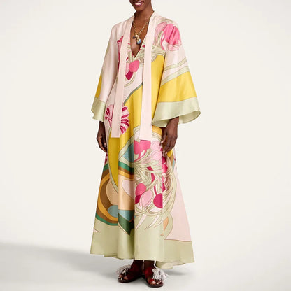 Floral Satin Long Dress