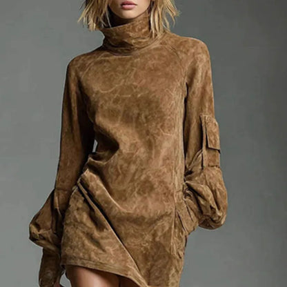 Retro Suede Short Dress
