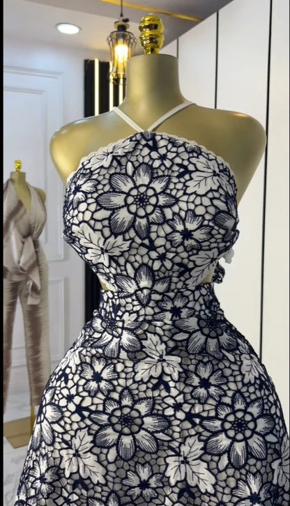 Halter Lace Embroidery Dress