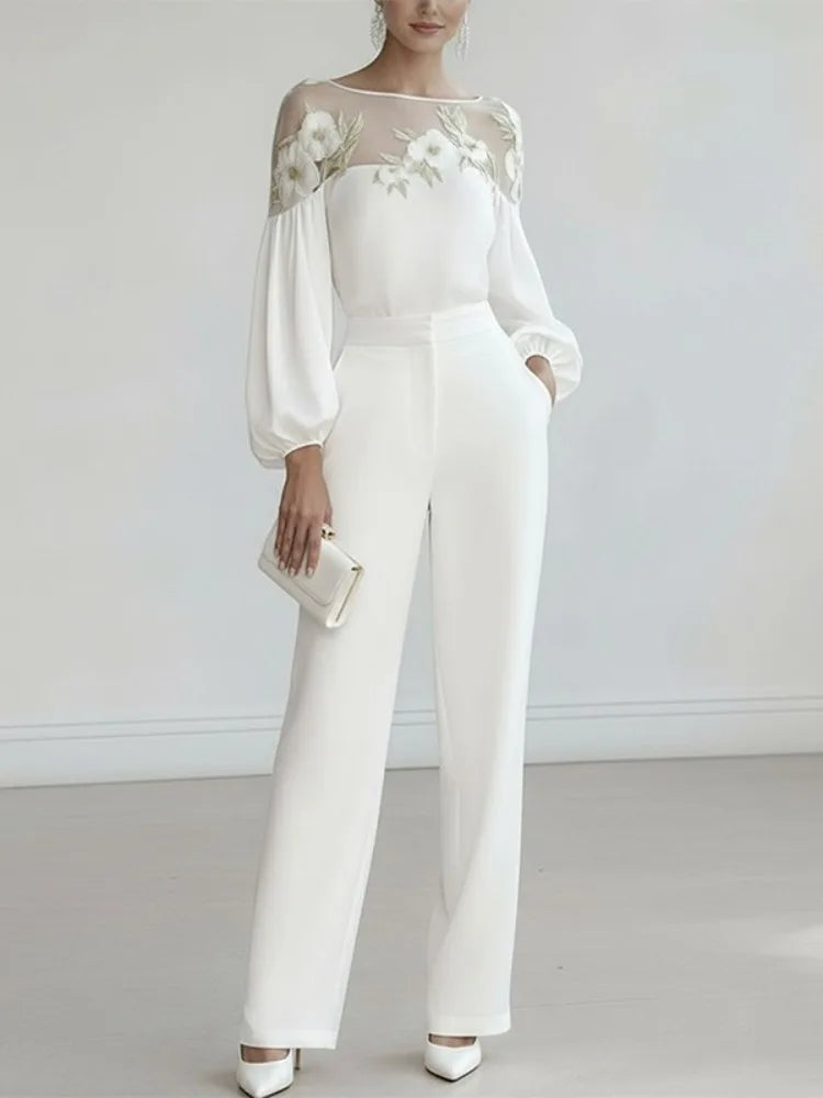 Sheer Floral Embroidered Shirt