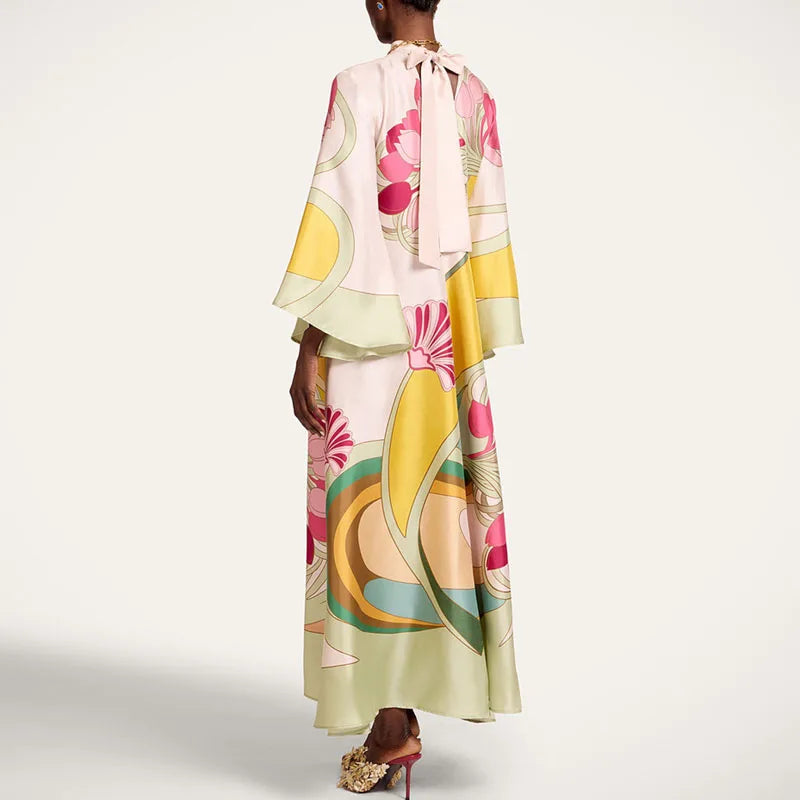 Floral Satin Long Dress