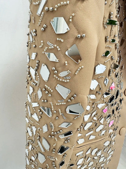 Beads Mirror Shorts Set