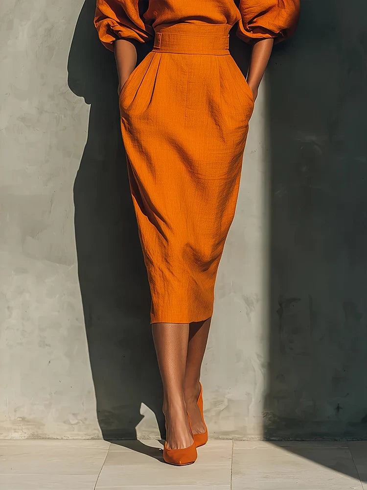Pleated Wrap Hip Dress