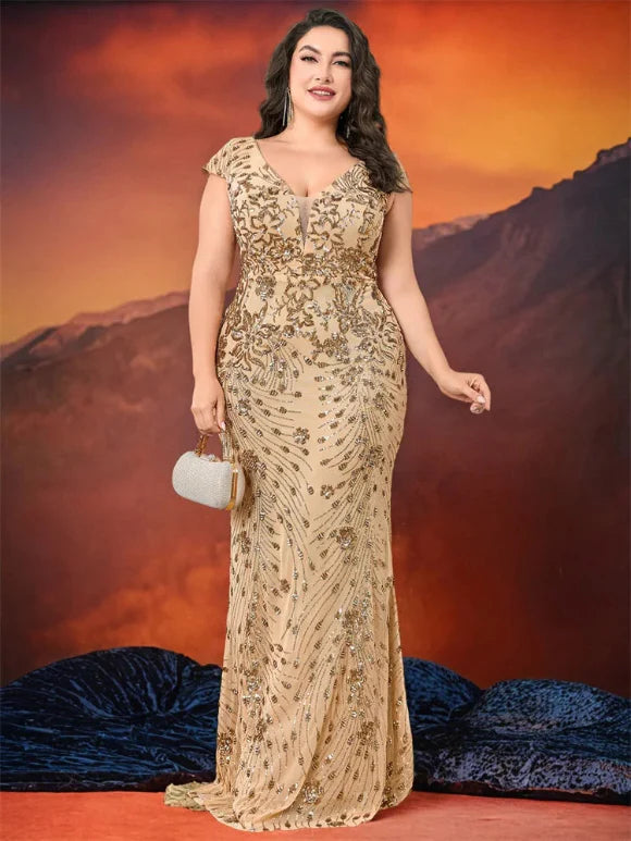 Plus Size Sequin Evening Dress