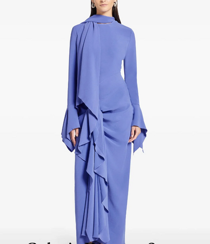 Scarf Ruffle Evening Dress