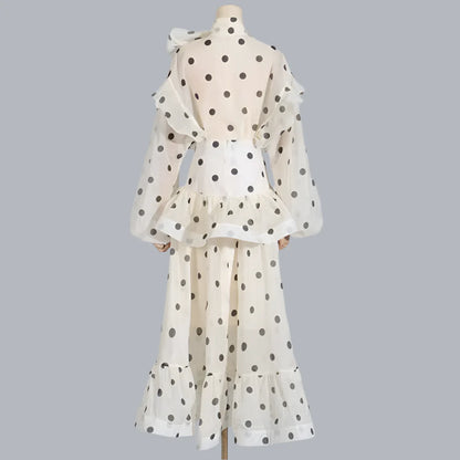 Sheer Polka Skirt Top Set