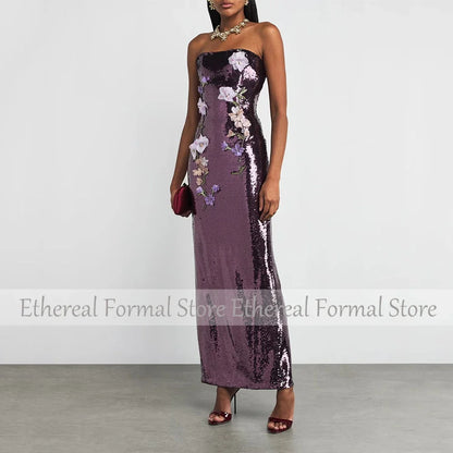 Glitter Purple Sequin Evening Gown