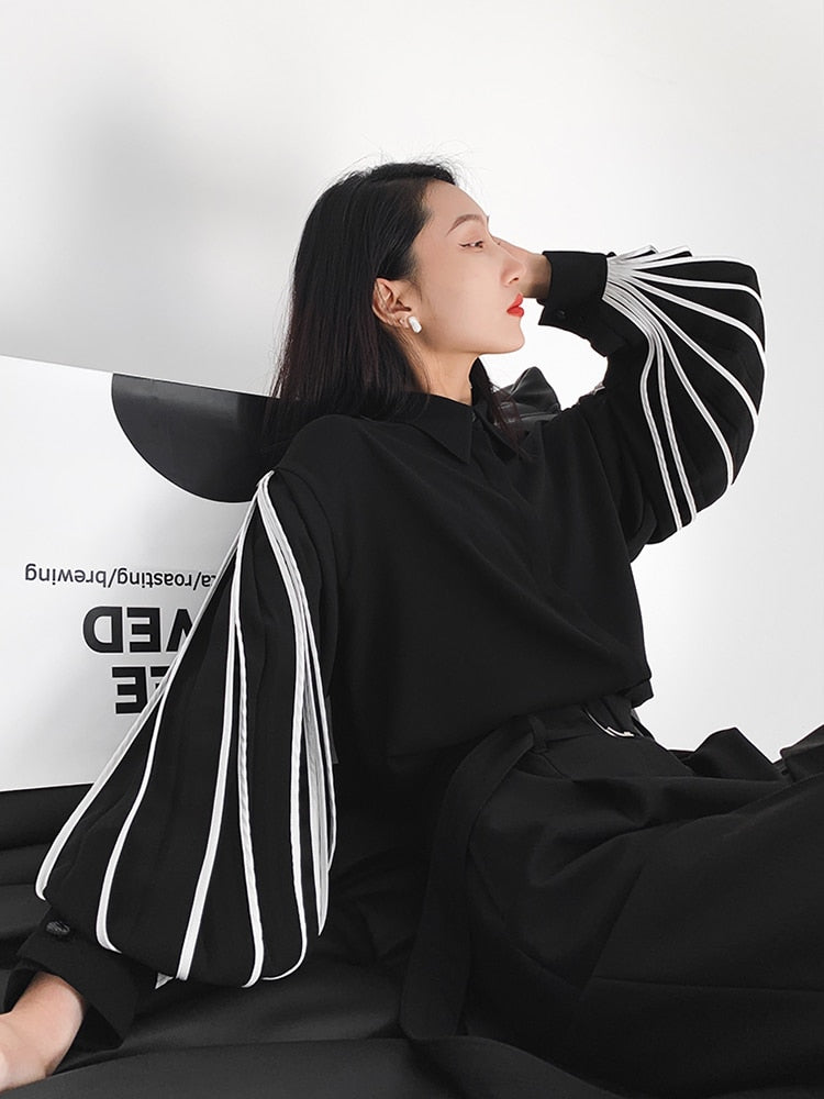 Lapel Lantern Blouse